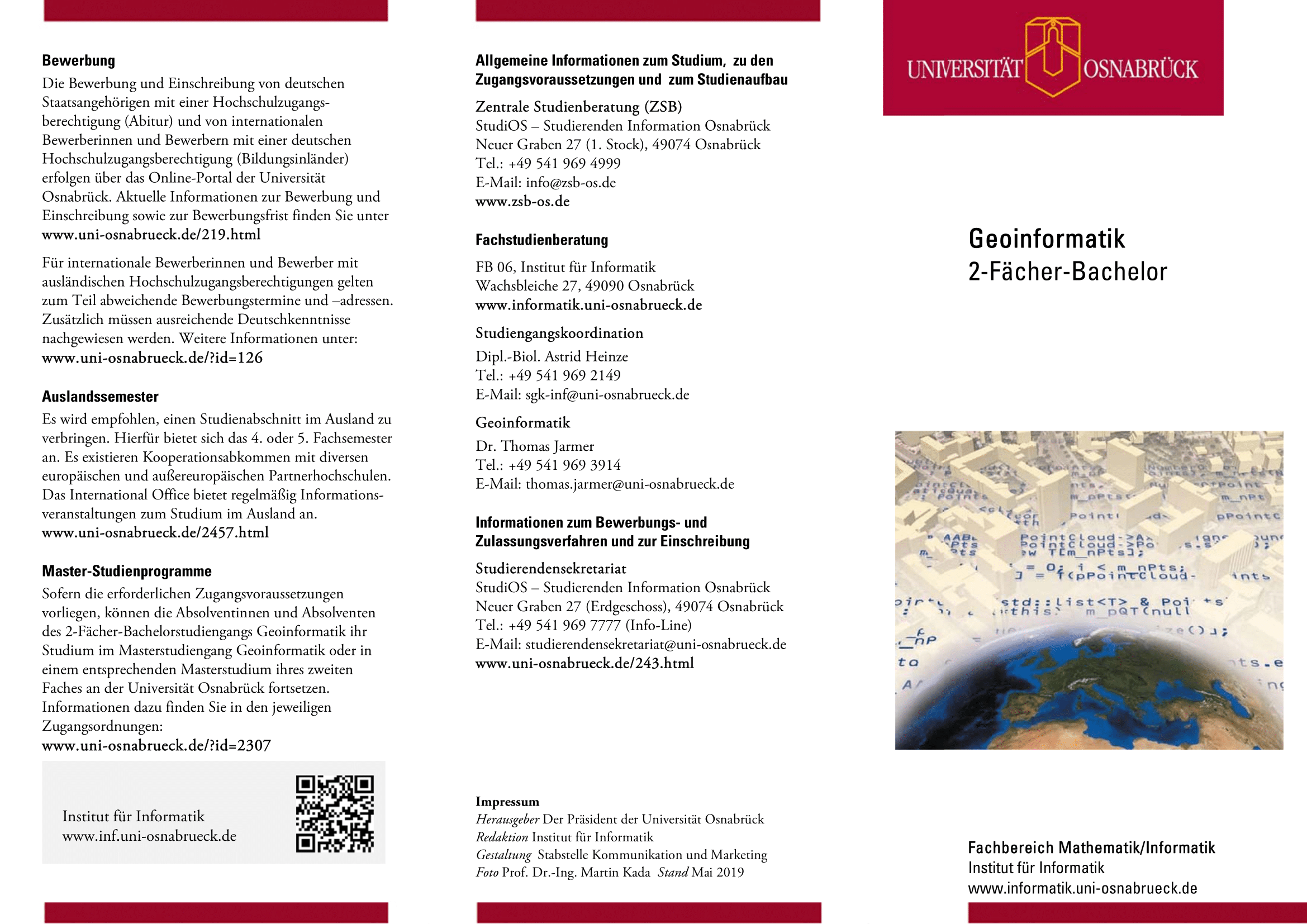 Flyer zum 2-Fächer-Bachelor Geoinformatik